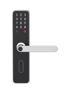 Smart door lock with integrated keypad and fingerprint reader Illustrazione stock