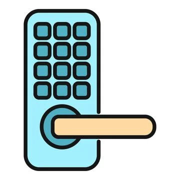 Smart door lock with keypad and handle icon Illustration
