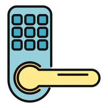 Smart door lock with keypad and handle icon Stockillustratie