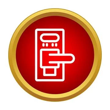 Smart door lock keypad icon on red button Illustrazione stock