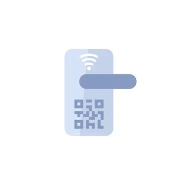 Smart door lock with qr code vector icon Illustrazione stock