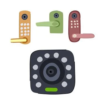 Smart door lock security systems access control technology Illustrazione stock