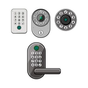 Smart door lock security systems access control Illustrazione stock