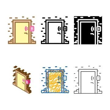 Smart door sensor home color icon vector pack Stock Illustration