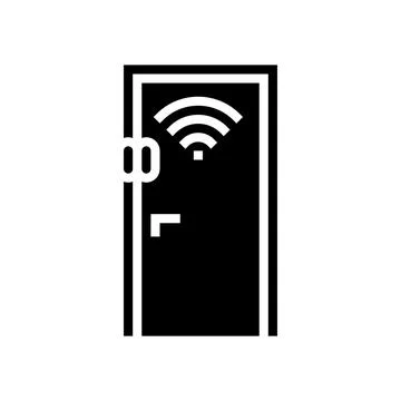 Smart door sensor home glyph icon vector illustration Stock Illustration