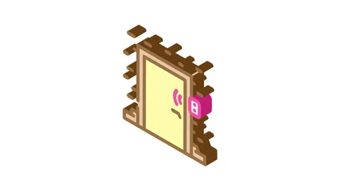 Smart door sensor home isometric icon animation Video stock 327290399