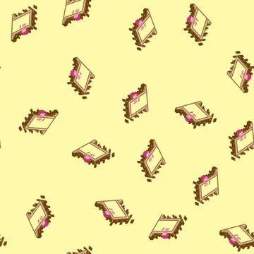 Smart door sensor home isometric icon seamless pattern Stock Illustration
