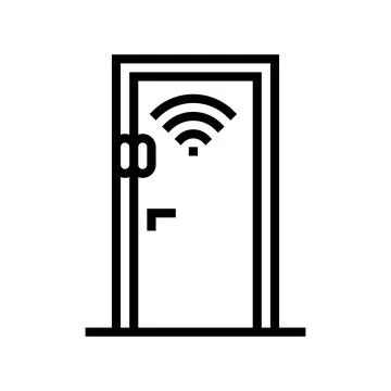 Smart door sensor home line icon vector illustration Stock Illustration