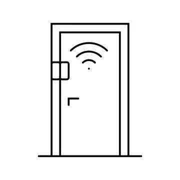 Smart door sensor home line icon vector illustration Stock Illustration