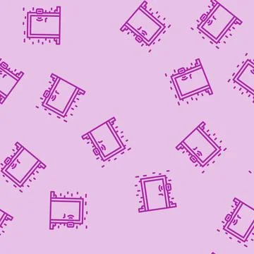 Smart door sensor home line vector seamless pattern Stock Illustration