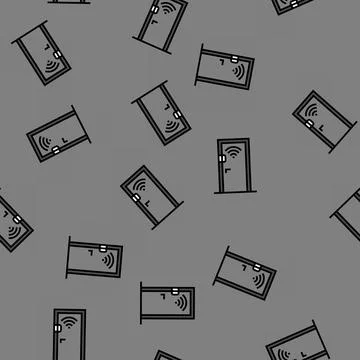 Smart door sensor home vector seamless pattern Illustrazione stock