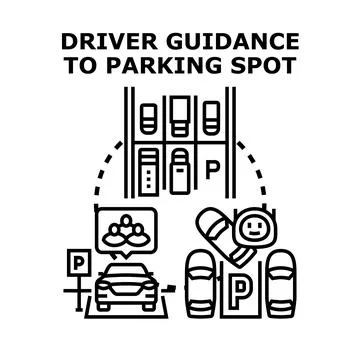 Smart driver guidance to available parking spot Stock Illustration