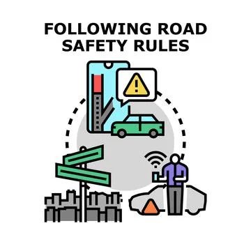 Smart driving navigating road safety rules concept Stock Illustration