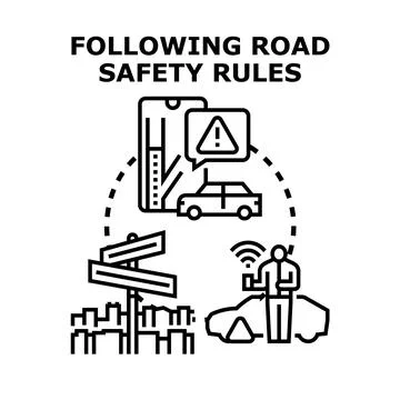 Smart driving navigating road safety rules concept Illustration