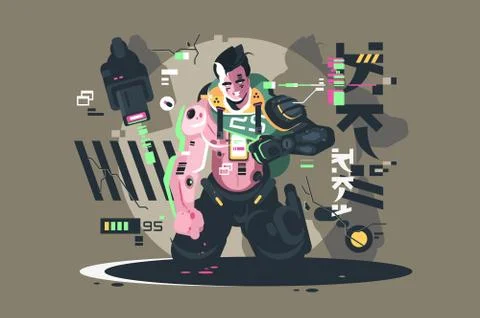 Smart drone with artificial intelligence Stock Illustration