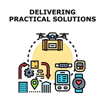 Smart drone delivering parcels and digital solutions concept Illustrazione stock