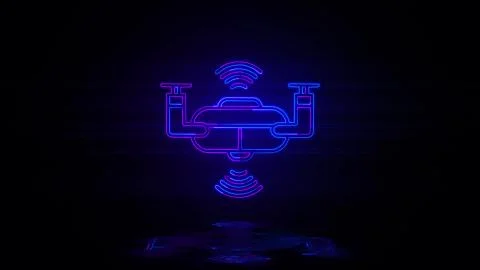 Smart drone in neon effect mp4 video Stock Illustration