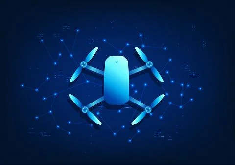 Smart drone technology using drones to inspect the area, for agriculture, s.. Stockillustratie