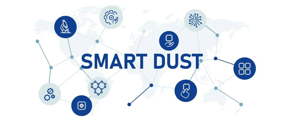 Smart Dust concept banner vector illustration network of micro sensors Stock Illustration
