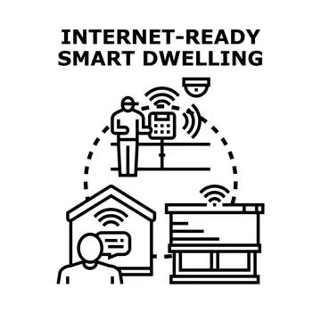 Smart dwelling concept with internet connected devices Stock Illustration
