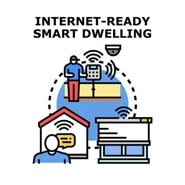 Smart dwelling concept with internet connected devices Stock Illustration