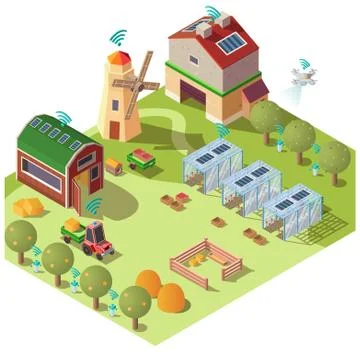Smart ecological farming isometric vector concept Stock Illustration