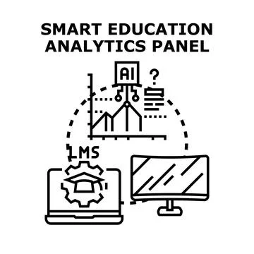 Smart education analytics panel digital learning concept Stock Illustration