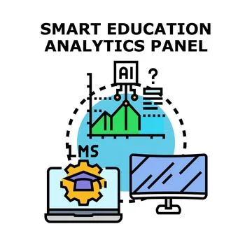 Smart education analytics panel digital learning concept Stock Illustration