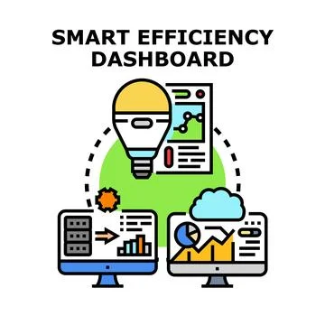 Smart efficiency dashboard analyzing data for optimization Stock Illustration