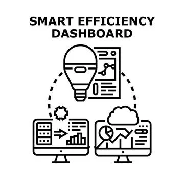 Smart efficiency dashboard analyzing data for optimization Stock Illustration