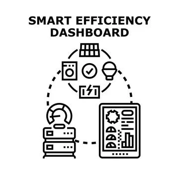 Smart efficiency dashboard managing energy consumption data Illustrazione stock