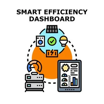 Smart efficiency dashboard managing energy consumption data イラスト素材