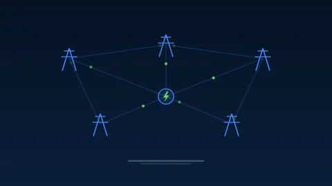 Smart electric grid power network blue concept loop 스톡 동영상 342615046