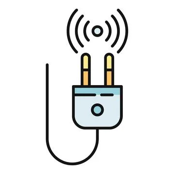 Smart electric plug icon transmitting a wireless signal Stock Illustration