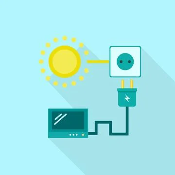 Smart electric socket icon, flat style Stock Illustration