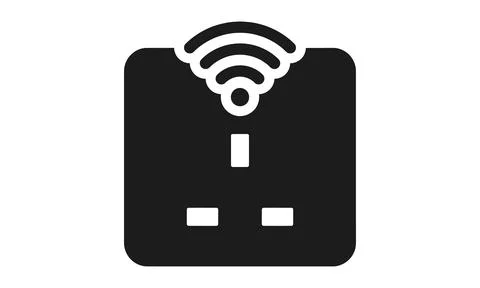 Smart electric wall socket featuring wireless internet connection capability Stock Illustration