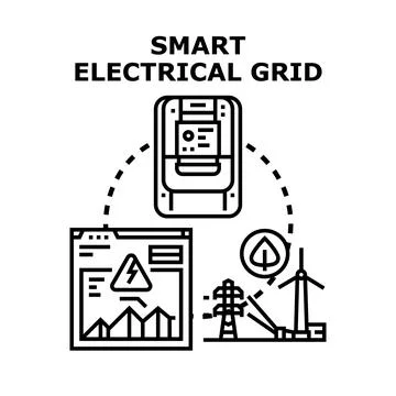 Smart electrical grid for clean energy management Stock Illustration