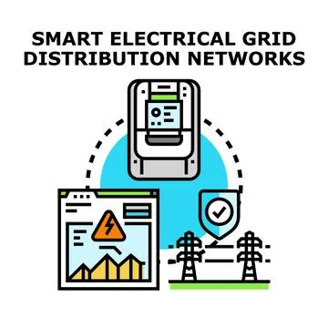 Smart electrical grid distribution networks technology Stock Illustration