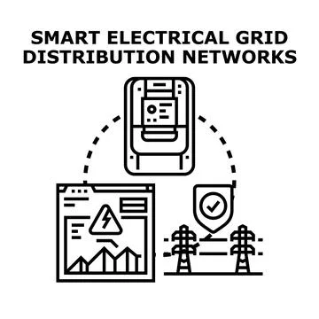 Smart electrical grid distribution networks technology Stock Illustration