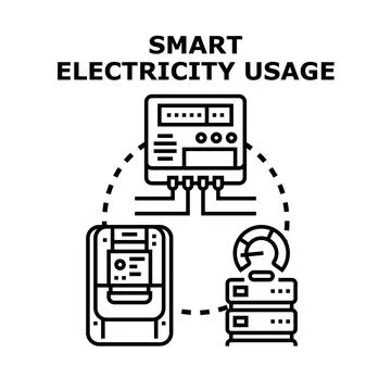 Smart electricity usage management with energy monitoring system Illustrazione stock