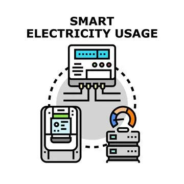 Smart electricity usage management with energy monitoring system Illustrazione stock