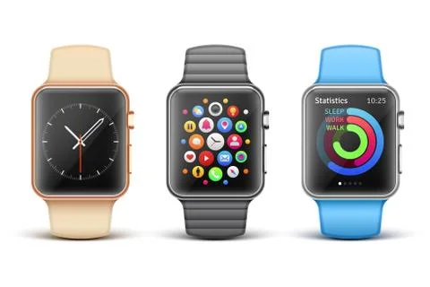Smart electronic apple watches vector set イラスト素材