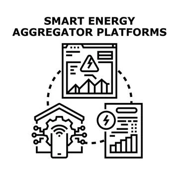 Smart energy aggregator platforms for optimal management Stock Illustration