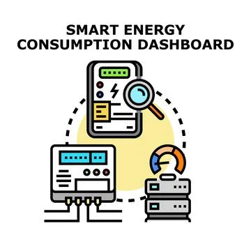 Smart energy consumption dashboard showing data analysis Stock Illustration