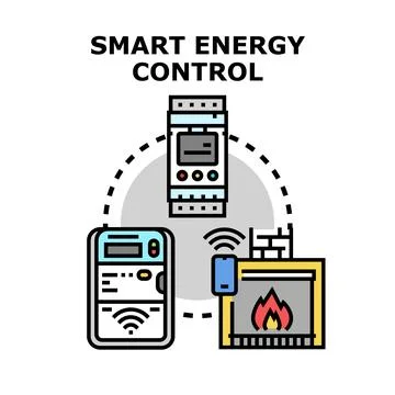 Smart energy control system optimizing home heating Stock Illustration