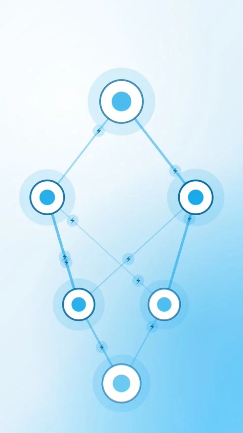 Smart energy grid balancing between nodes, blue eco vertical 9:16 seamless loop Stock Footage 345160778