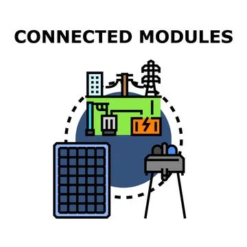 Smart energy grid connecting modern power modules Stock Illustration