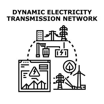 Smart energy grid managing dynamic electricity transmission network 스톡 일러스트