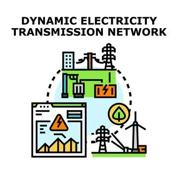 Smart energy grid managing dynamic electricity transmission network Stock Illustration