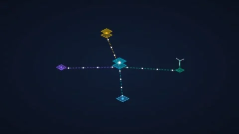 Smart Energy Grid Renewable Power Flow Map 스톡 동영상 345223957